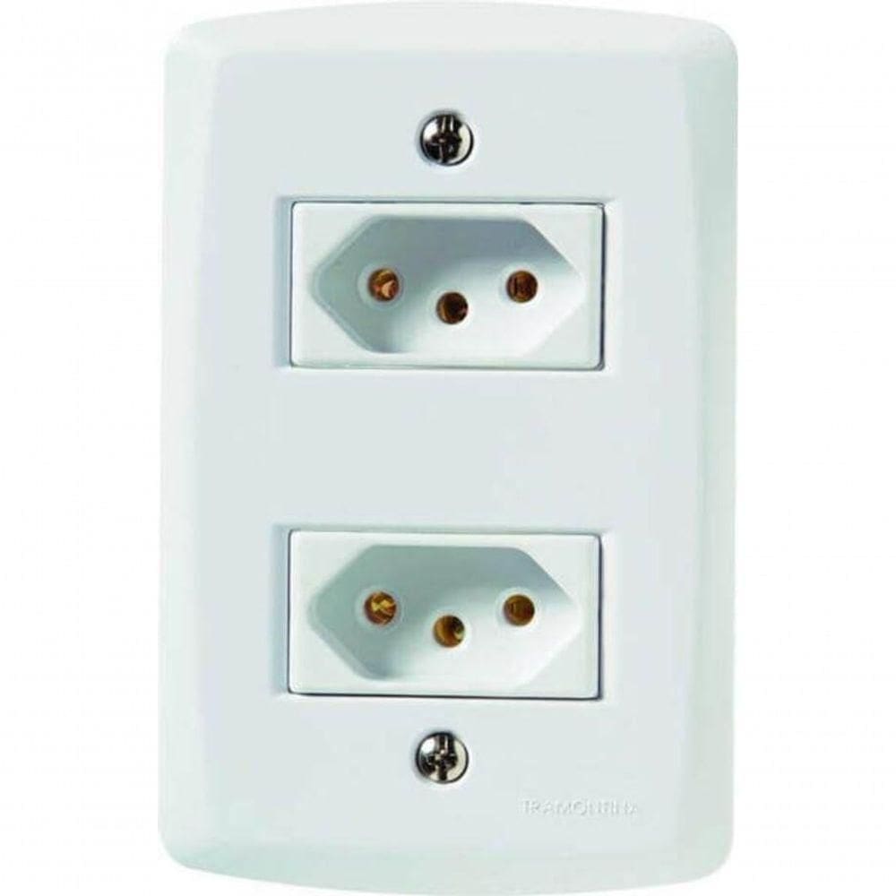 Conjunto 4x2 Com 2 Tomadas 2p+t 10 A 250 V Tramontina Lux2 Branco