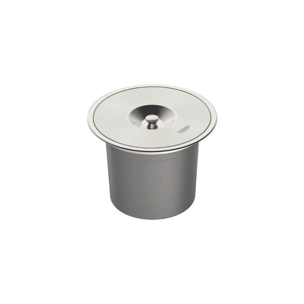Lixeira De Embutir Tramontina Clean Round Em Aço Inox Com Balde Plástico 8 L
