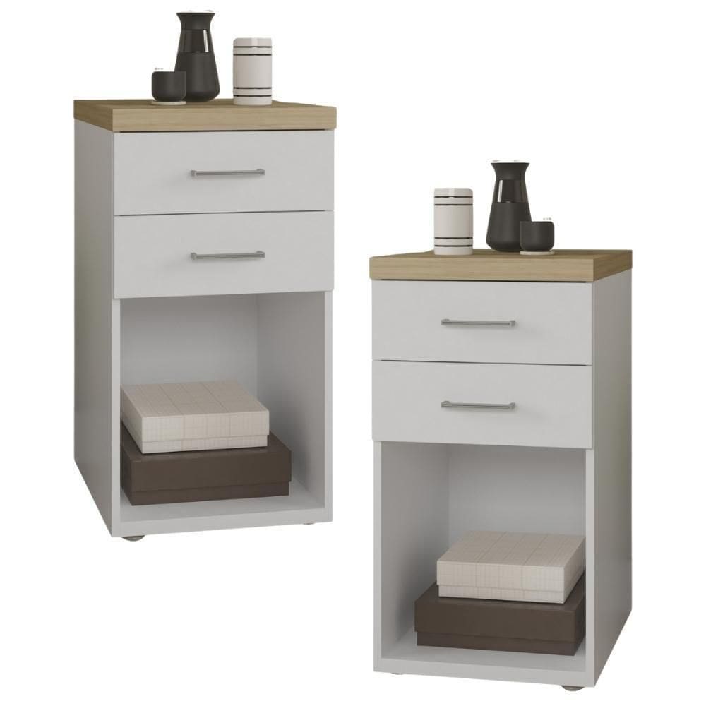 Kit 02 Gaveteiros Para Escritório Home Office 2 Gavetas Orly A02 Olmo Branco - Lyam Decor