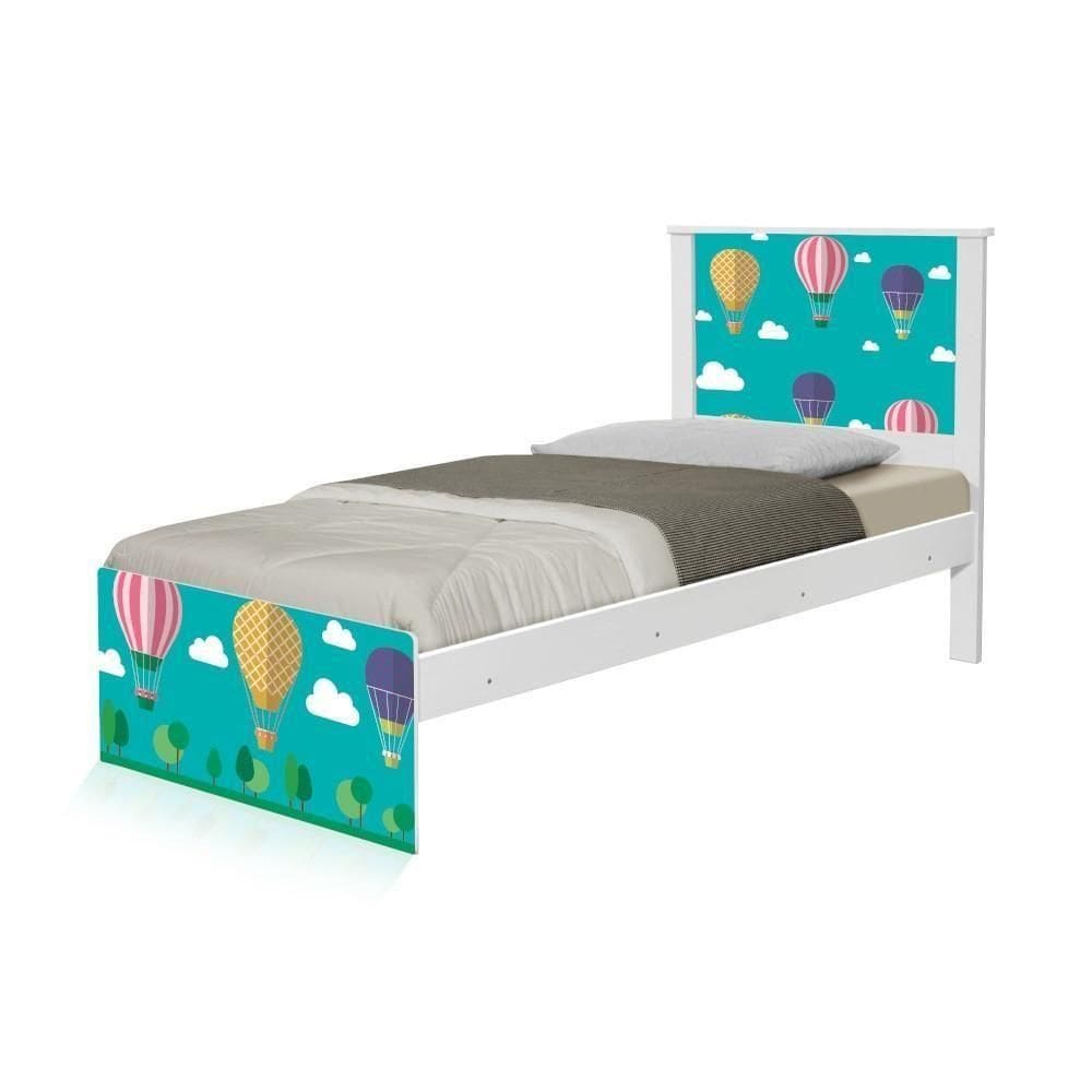 Cama Solteiro Adesivada Balão No Céu Com Colchão