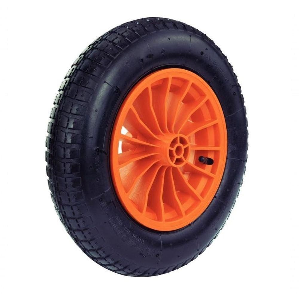 Roda Para Carrinho De Mão 8” Tramontina Plástica Pneu Com Câmara 3.25-8”