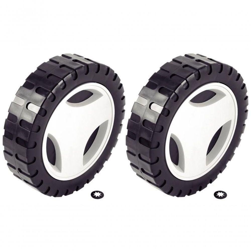Par De Rodas Plásticas Grandes E Calotas Para Cortador De Grama Tramontina Ce35p ø 170mm