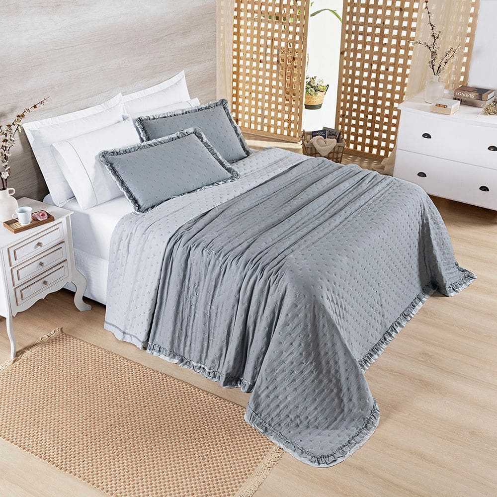 Colcha King 3 peças Cobre leito Dupla Face Alice