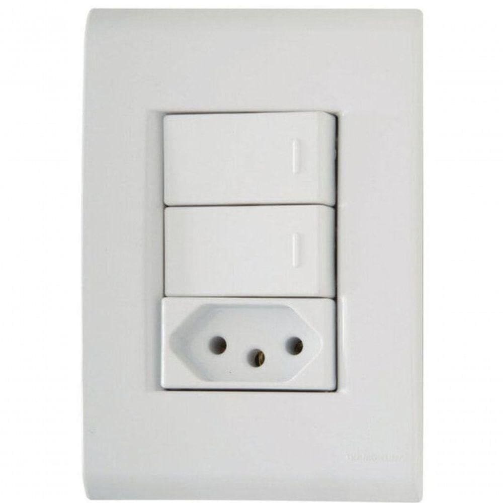 Conjunto 4x2 2 Interruptores Paralelos 10 A 250 V 1 Tomada 2p+t 10 A 250 V Tramontina Liz