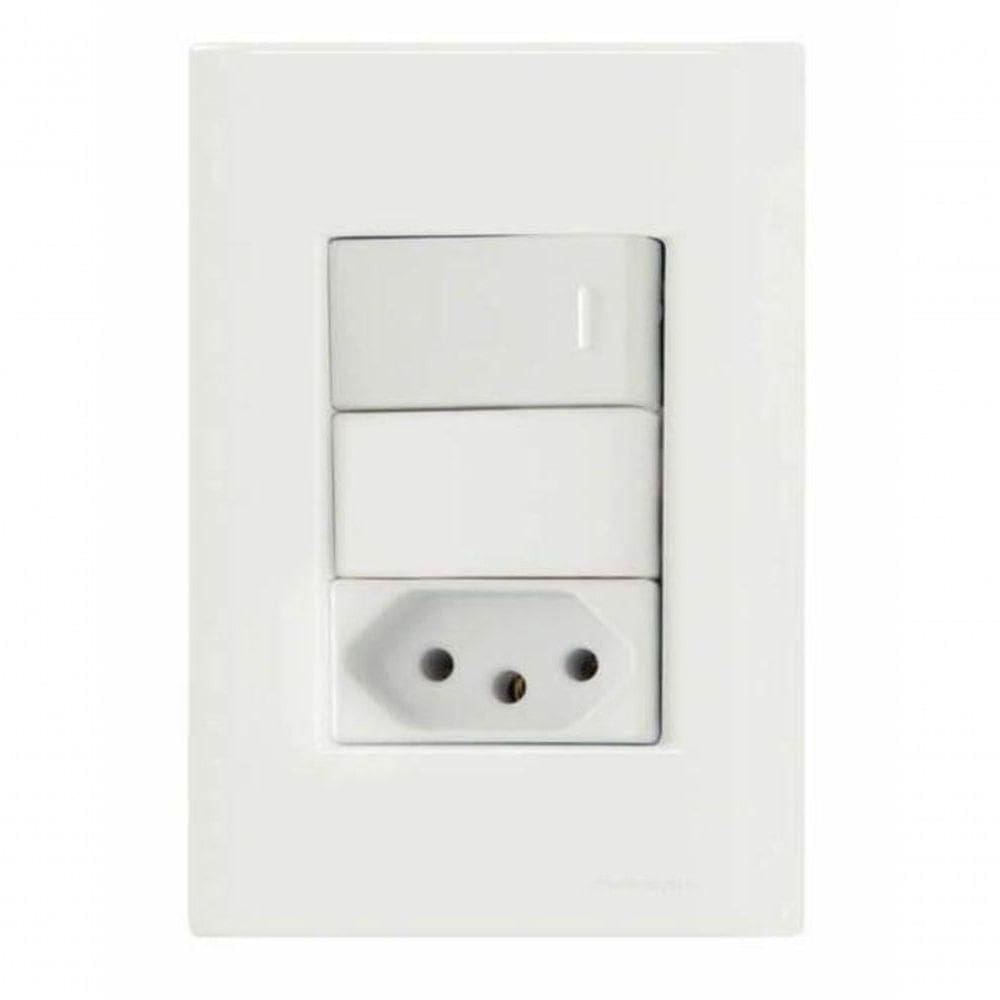 Conjunto 4x2 1 Interruptor Simples 10 A 250 V 1 Tomada 2p+t 20 A 250 V Tramontina Giz