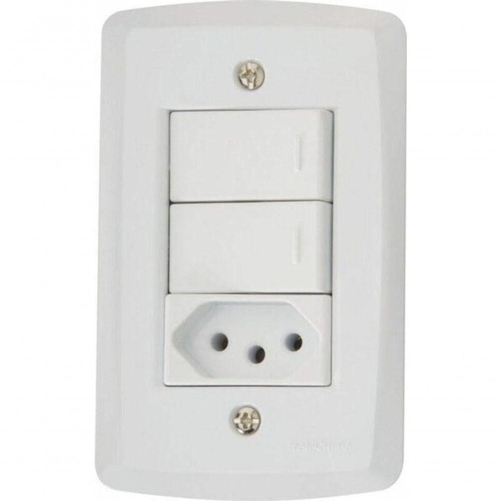 Conjunto 4x2 2 Interruptores Simples 10 A 250 V 1 Tomada 2p+t 10 A 250 V Tramontina Lux2