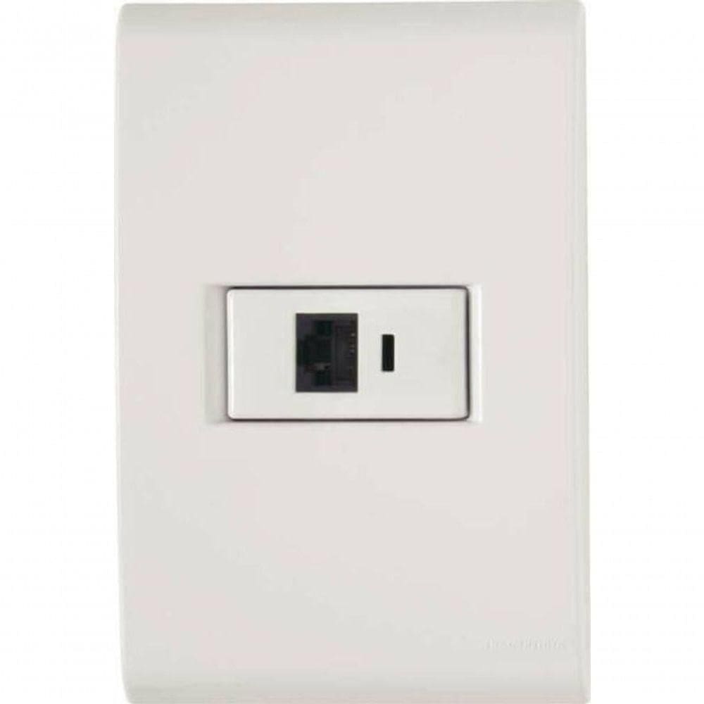 Conjunto 4x2 1 Tomada Rj45 Cat. 6 Tramontina Liz Branco
