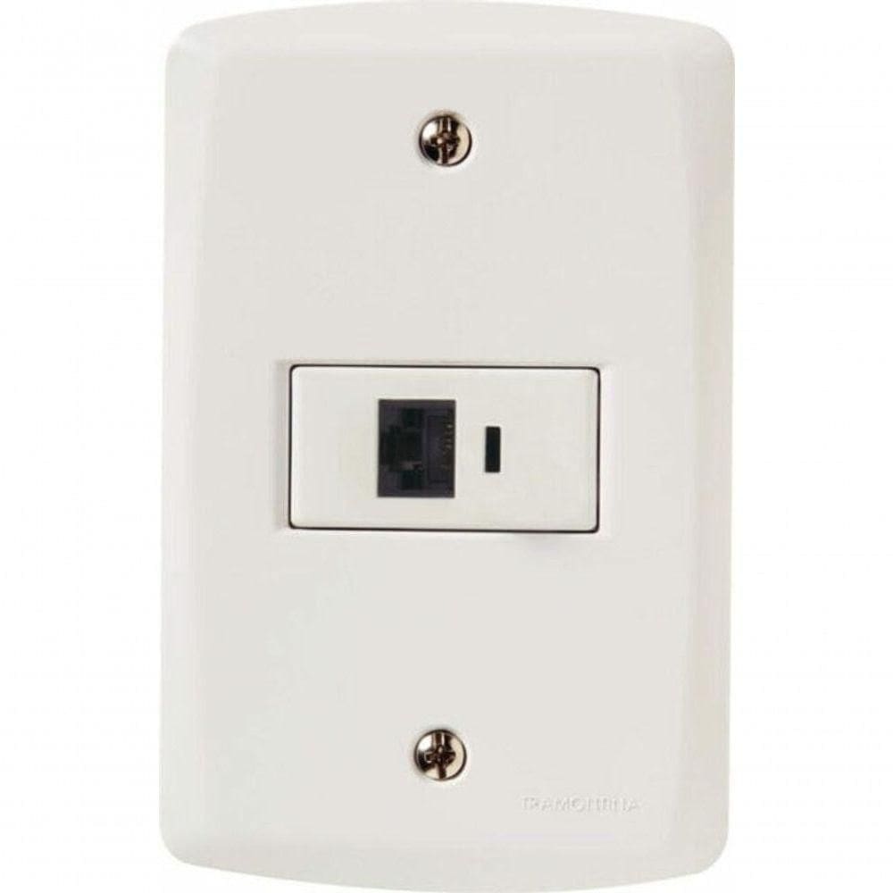 Conjunto 4x2 Com 1 Tomada Telefone Rj11 Tramontina Lux2 Branco