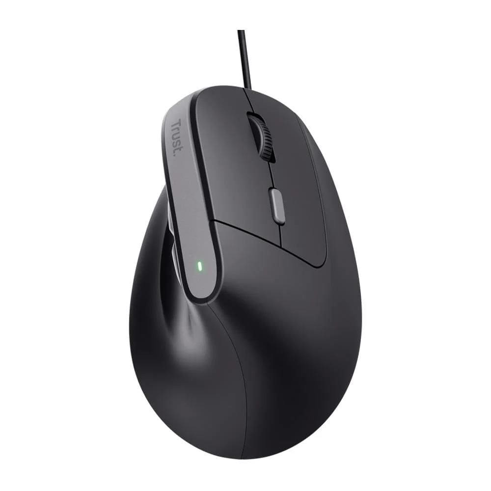 Mouse Vertical Trust Bayo II, USB, 6 Botões, Ergonômico, Preto