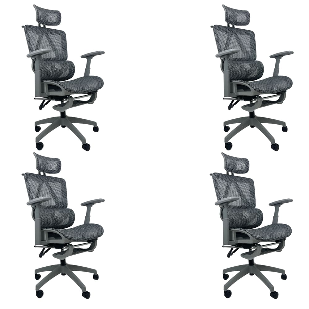 Kit 4 Cadeiras de Escritório Presidente Executiva Oficial Titan Cinza
