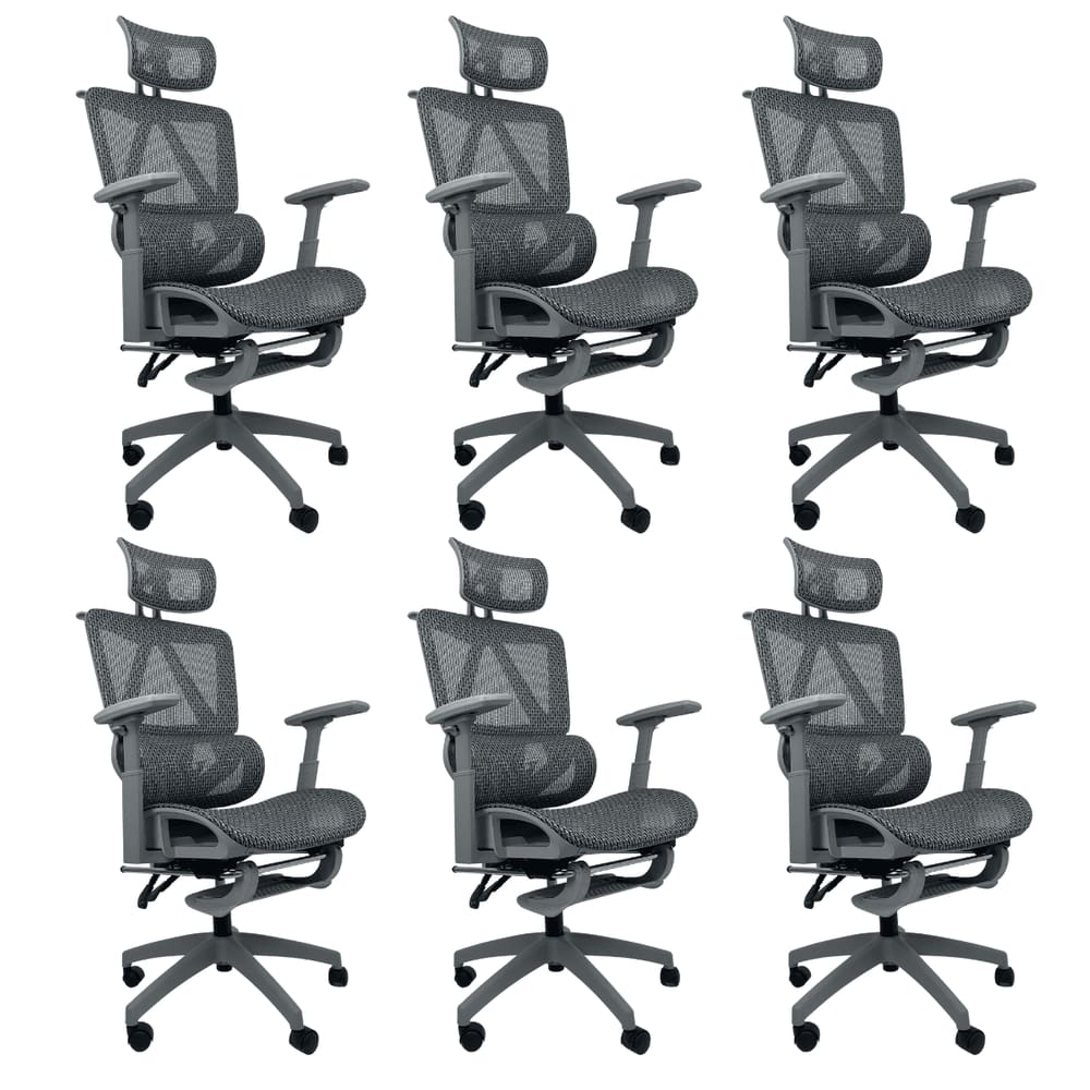 Kit 6 Cadeiras de Escritório Presidente Executiva Oficial Titan Cinza