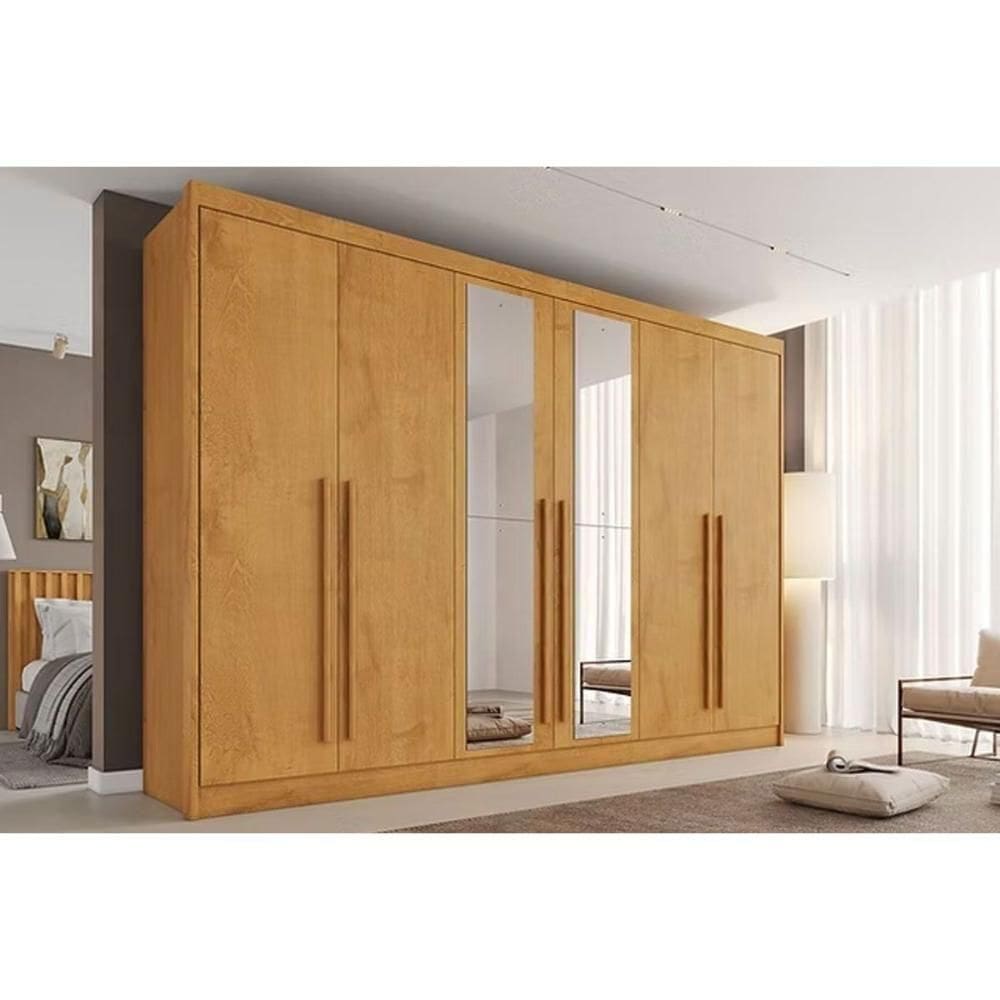 Guarda Roupa Casal 6 Portas (2 C/ Espelho) E 4 Gavetas Alba Plus Peroba - Europa