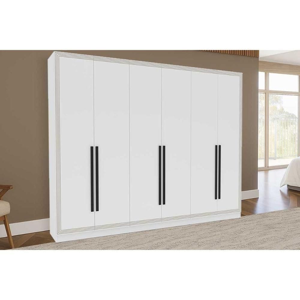 Guarda Roupa 6 Portas E 4 Gavetas Valência Branco - Politorno
