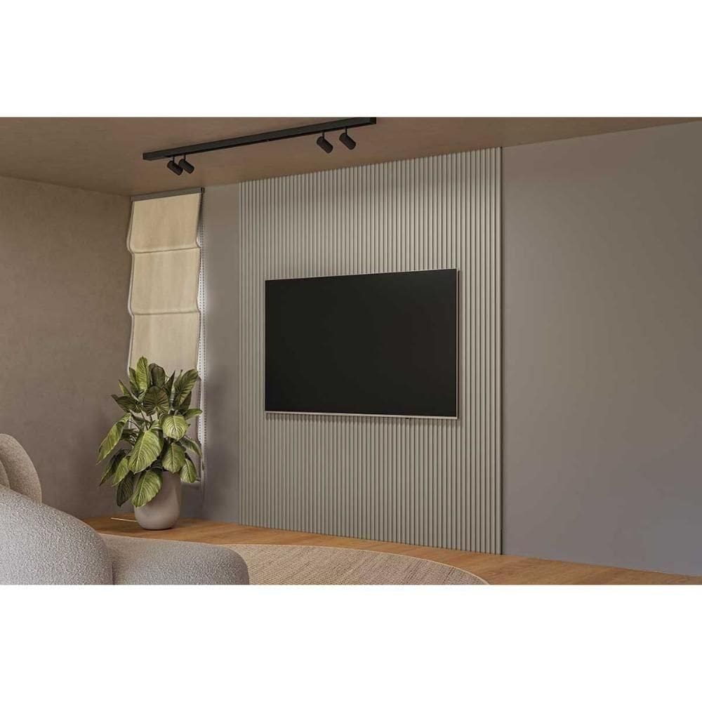 Painel Home P/ Tv Até 85 Pol Modular 2.2 Ripado 219x250cm Gris Fosco - Linea Brasil