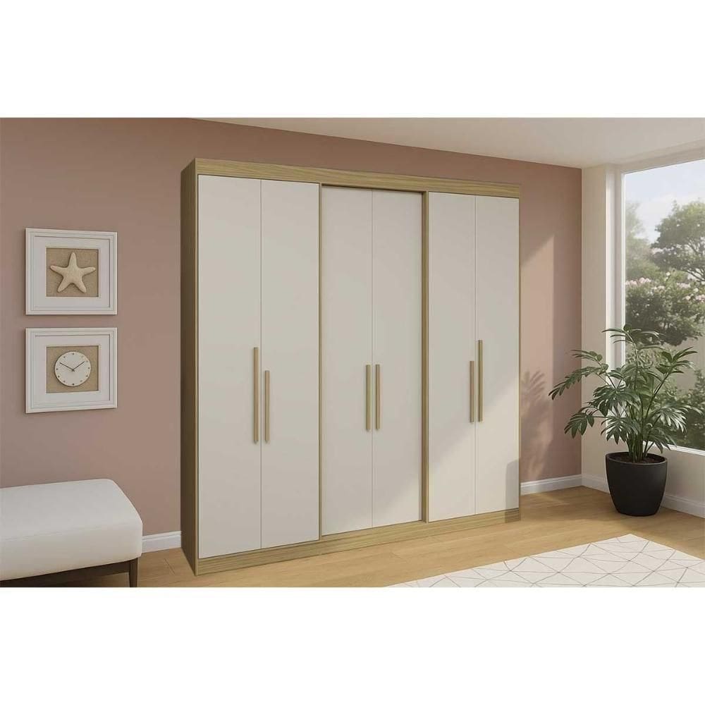 Guarda Roupa Casal 6 Portas E 2 Gavetas Ph 1804 Cedro/off White - Herval