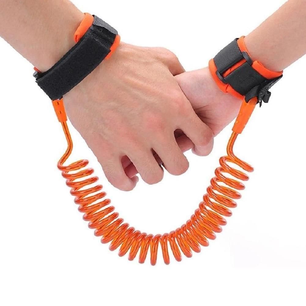 Pulseira Segurança Infantil Ajustável Cordinha Passeio Público Protetor Bebê Criança Trava Laranja