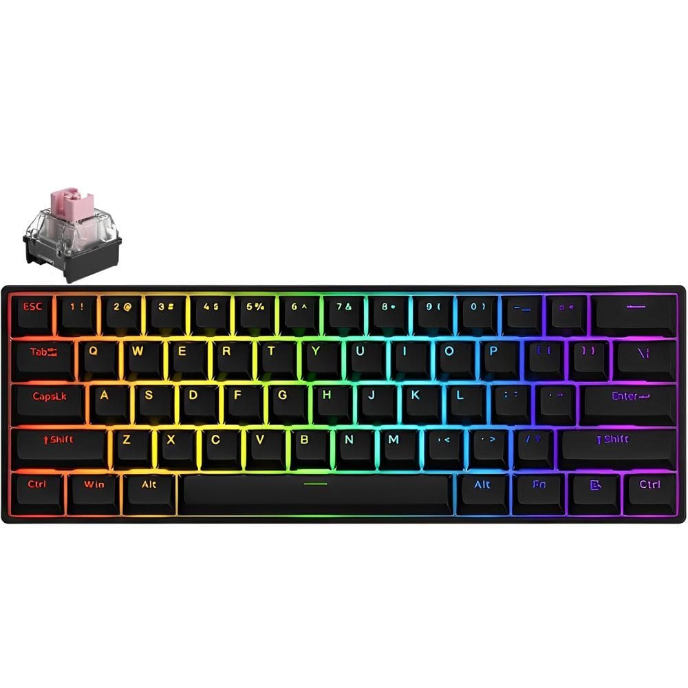 Teclado Gamer Mecânico Akko Shine-Through RGB Switch Pink
