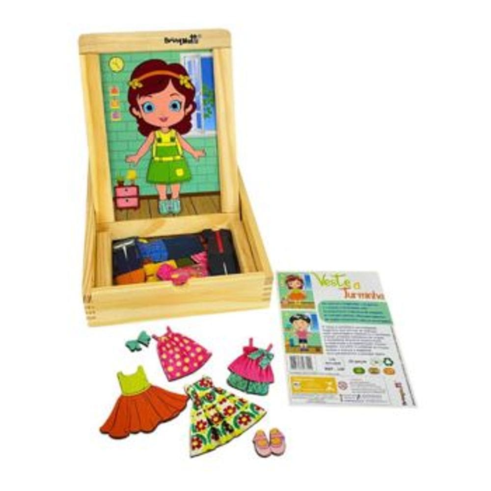Veste a Turminha Brinqmutti Magnetico Troca Roupinha Brinquedo de Madeira Didatico