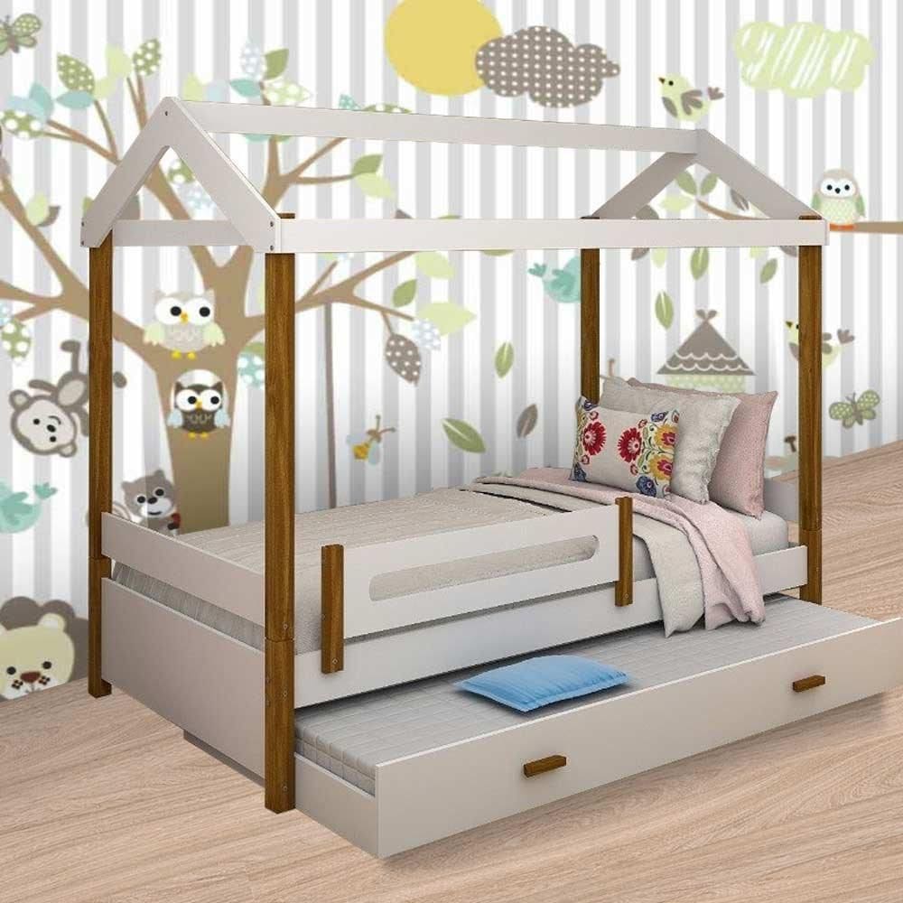 Cama Eliz Branca Solteiro com Cama Auxiliar