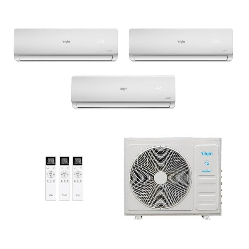 Ar-CondicionadoTri Split Inverter Elgin 27.000 (1x Evap HW 9.000 + 2x Evap HW 12.000) Quente/Frio 220V