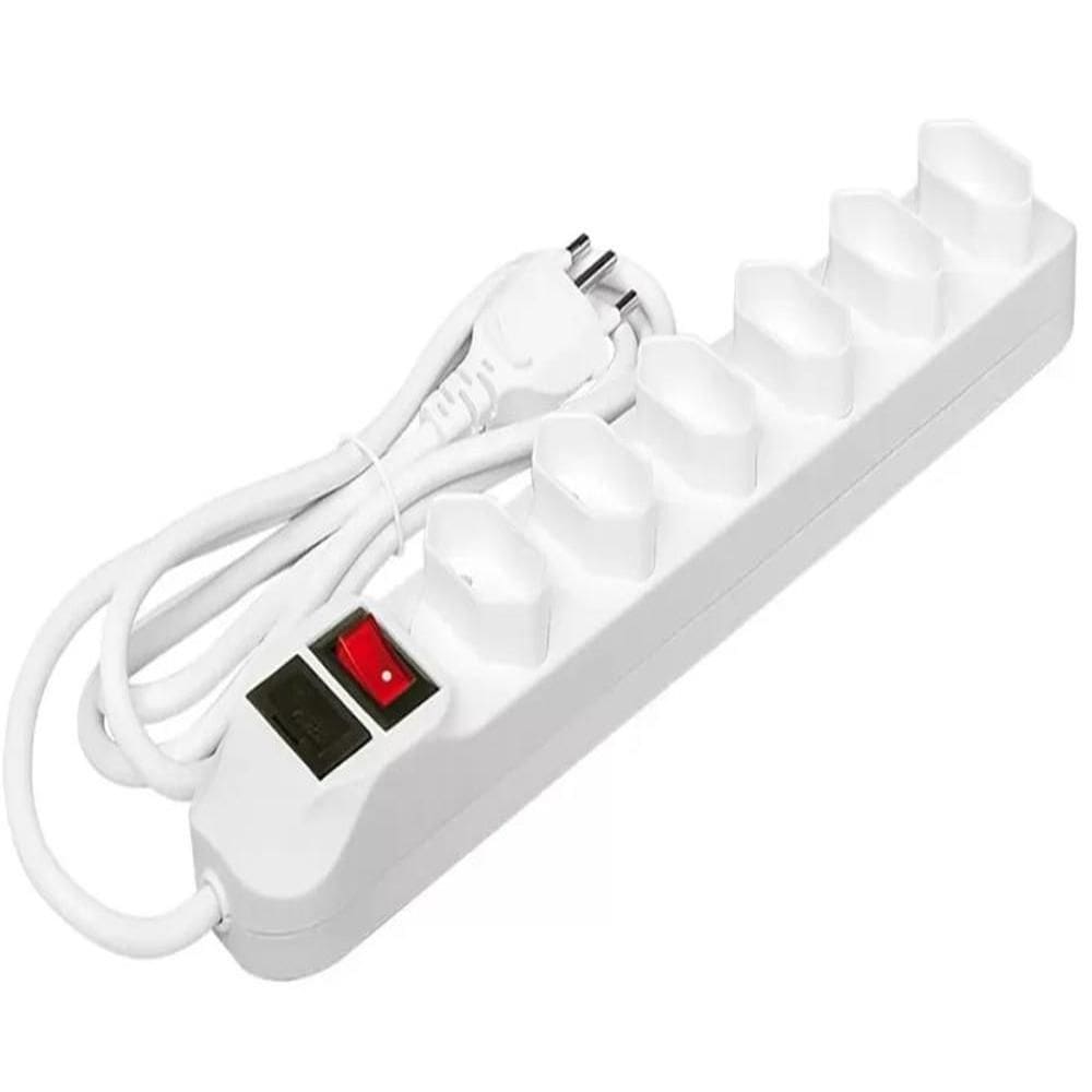 Filtro De Linha Régua Extensão Com 6 Tomadas 2P+T Com Cabo 3 Mts Bivolt