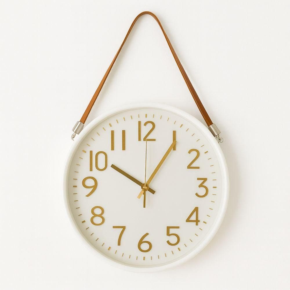 Relógio de Parede com Alça Decorativa Branco 30cm - Quanhe
