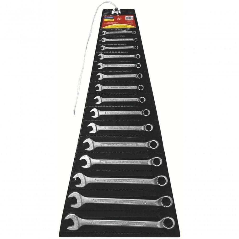 Jogo De Chaves Combinadas Tramontina Master Com Corpo Forjado Em Aço Vanádio Cromado 15 Peças