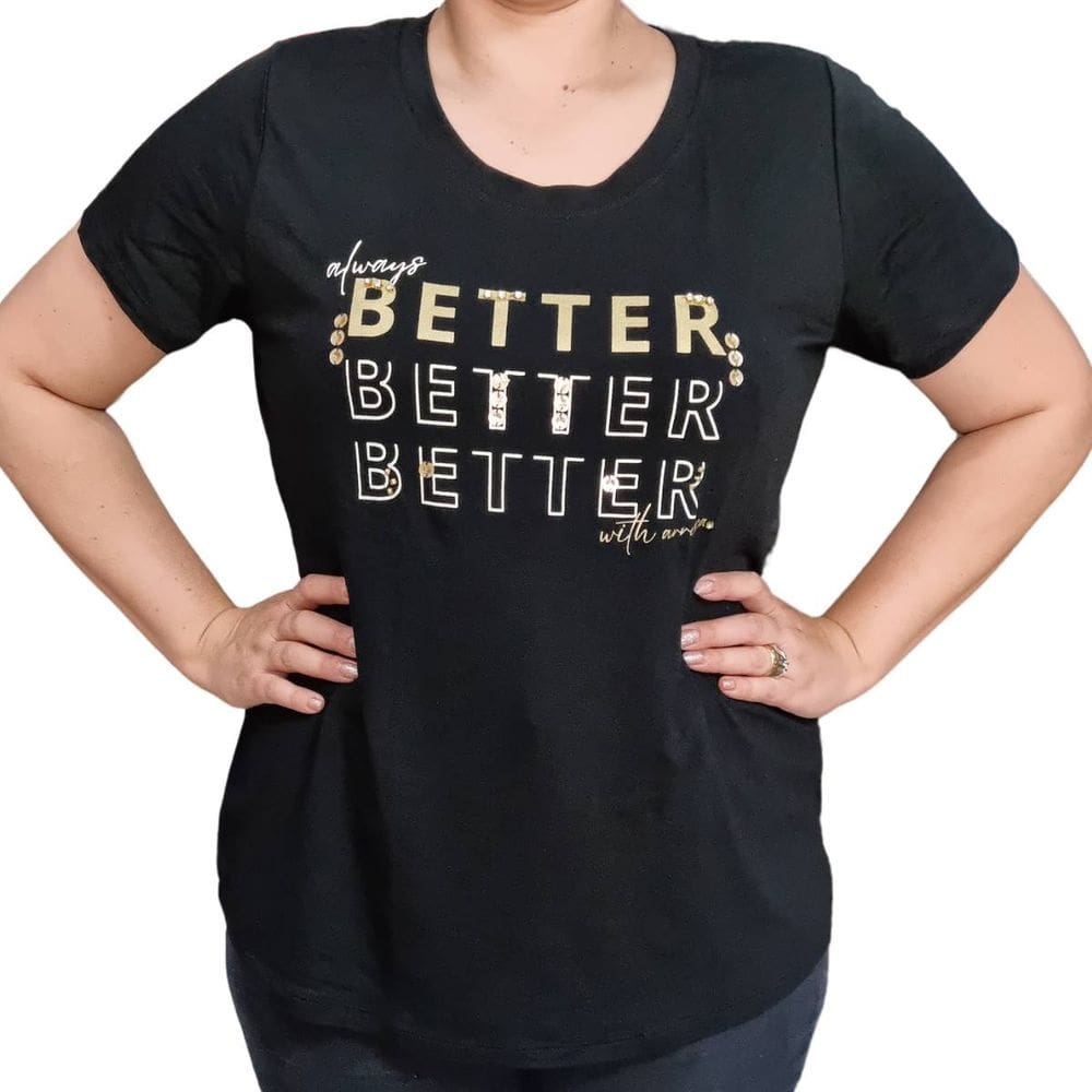 Blusa Feminina Arruaça MC Bordada Silk Plus Size