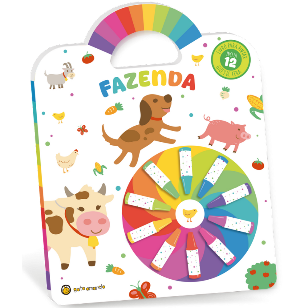 Cata-Vento Colorido - Fazenda: Livro Para Pintar C/ 12 Giz De Cera