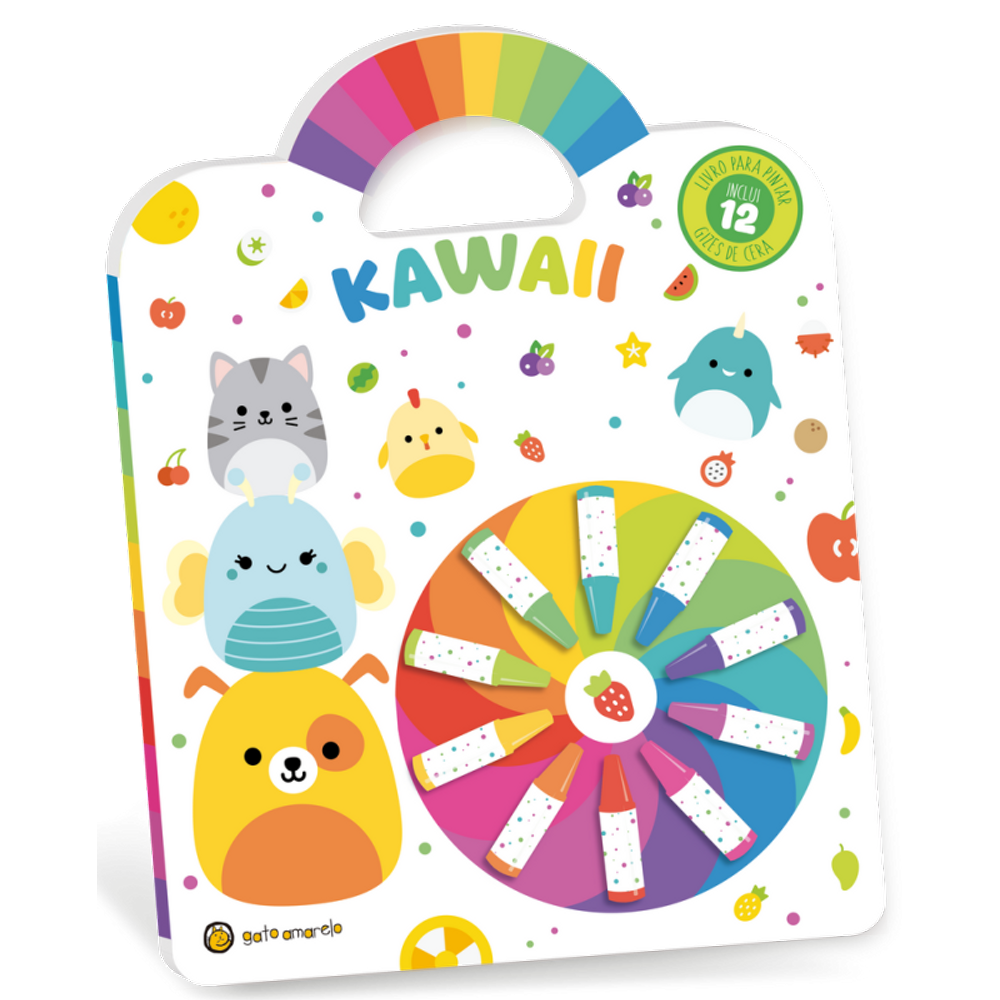 Cata-Vento Colorido - Kawaii: Livro Para Pintar C/ 12 Giz De Cera