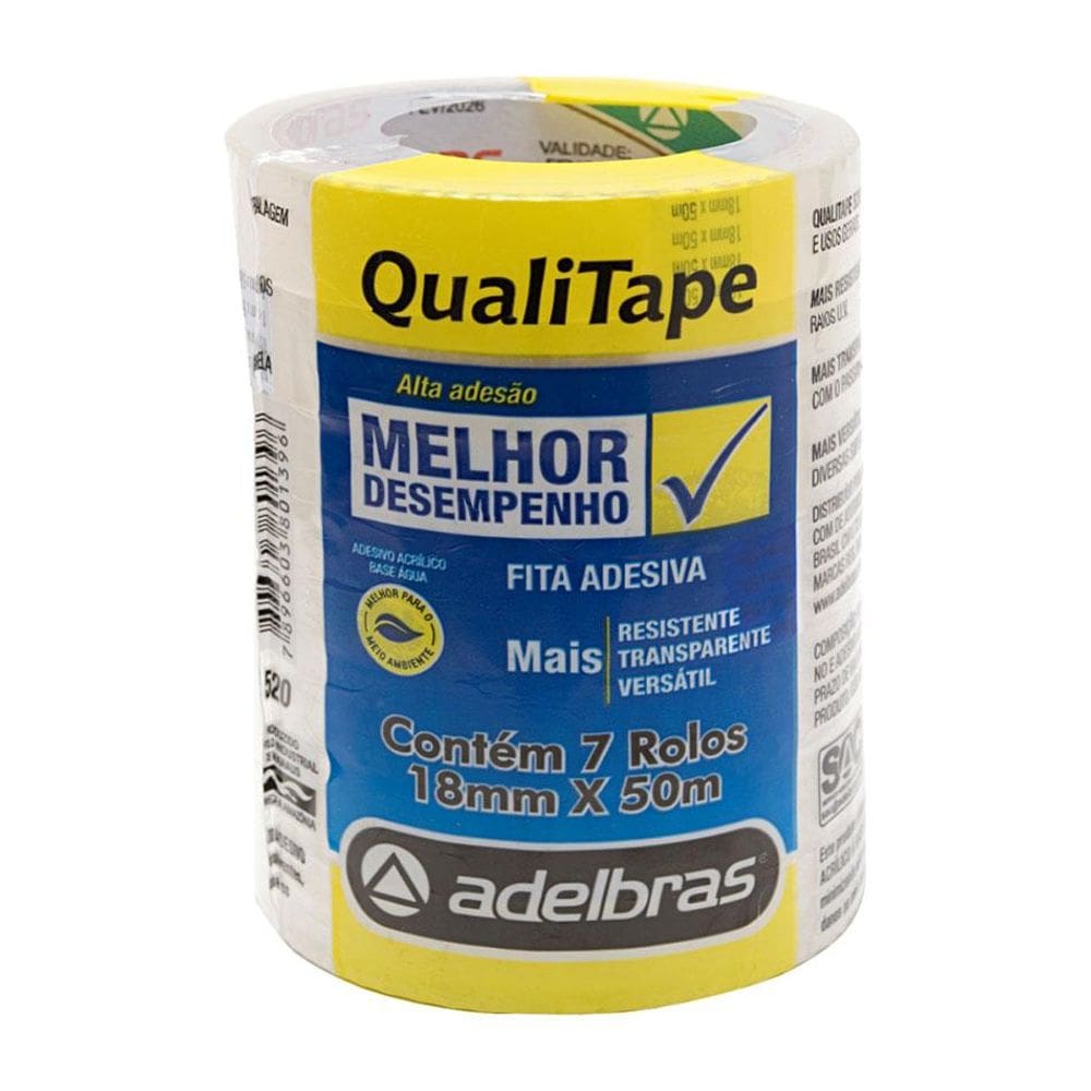Fita adesiva Qualitape 18mmx50m c/ 7 rolos - Adelbras