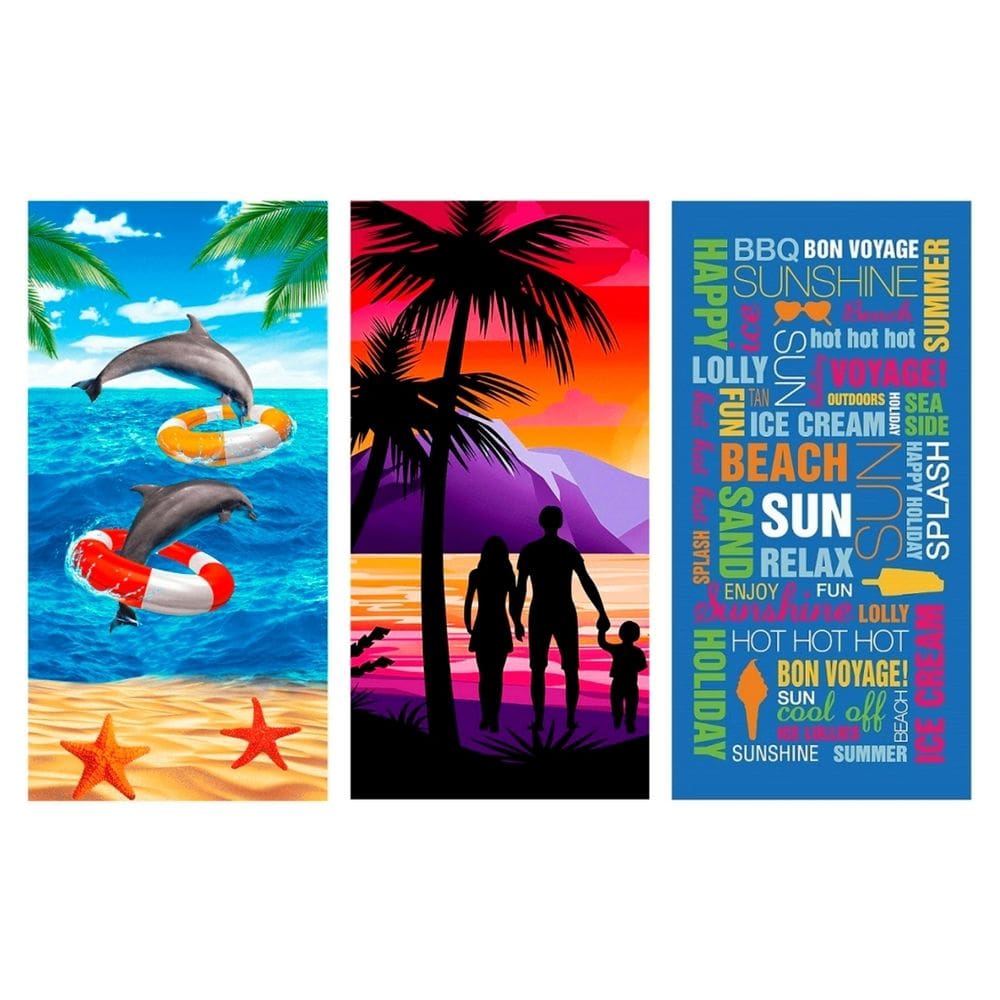 3 Toalhas Piscina Praia Secaem Rápida Aveludadas M.04