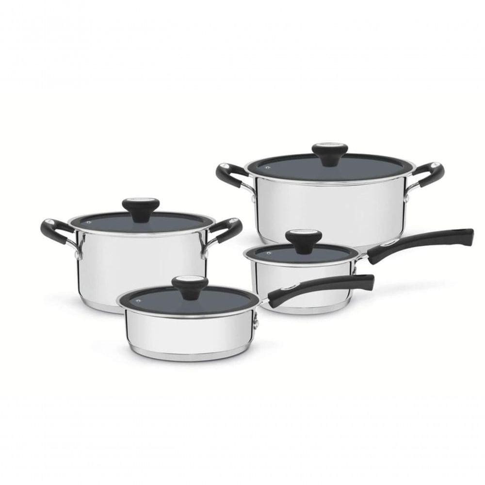Jogo De Panelas Tramontina Solar Ceramic Inox Com Revestimento Cerâmico Grafite 4 Peças