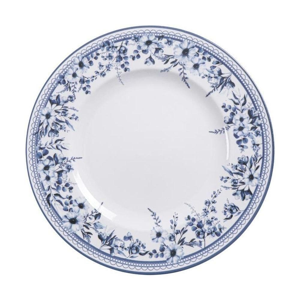 Prato Raso Tramontina Azzura 28cm Em Porcelana Decorada