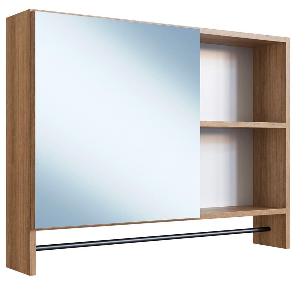 Armario Para Banheiro 01 Porta Com Espelho 80cm Branco PRODDY