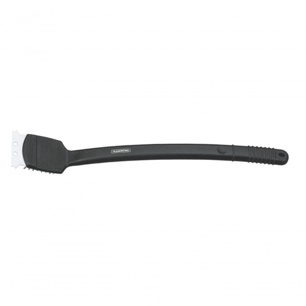 Escova Tramontina Churrasco Com Cerdas Em Aço Inox E Cabo De Polipropileno Preto 44cm