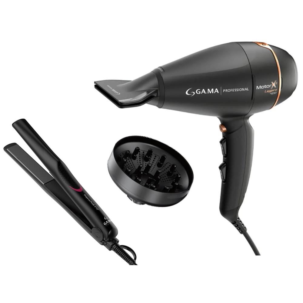 Kit Gama - Secador Bravo 90X1900w 127V + Prancha Eleganza Plus 210ºc Biv