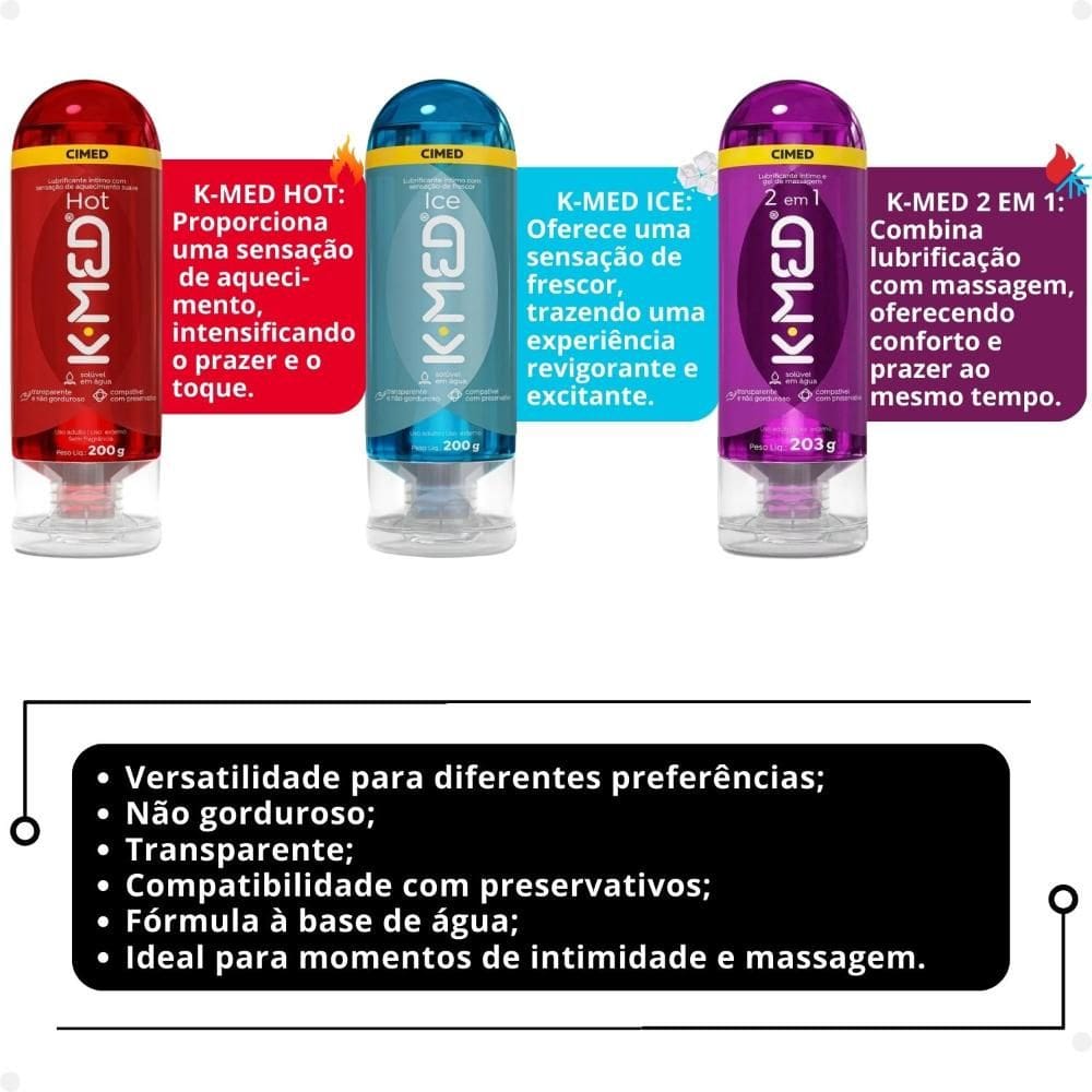 Kit Cimed Lubrificantes Íntimo Trio: Hot, | Casas Bahia