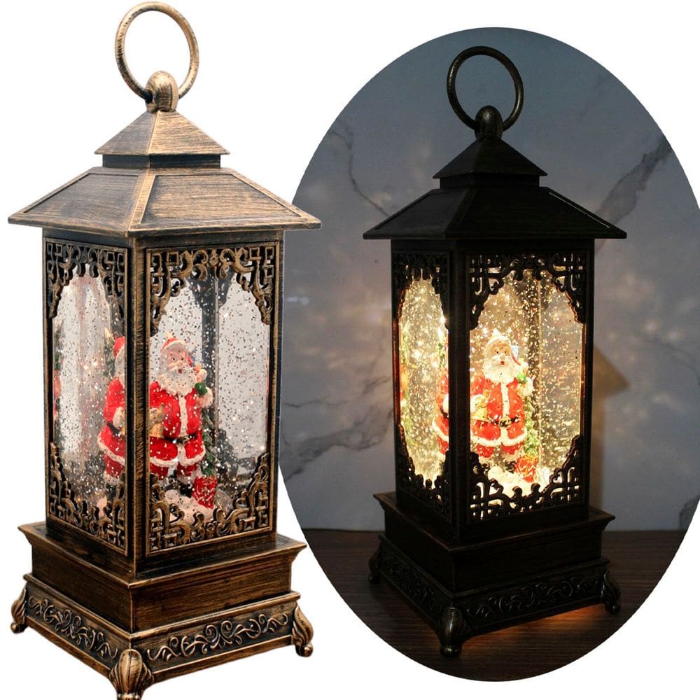 Lamparina Luminária Papai Noel Natalino LEDs Musical De 30cm