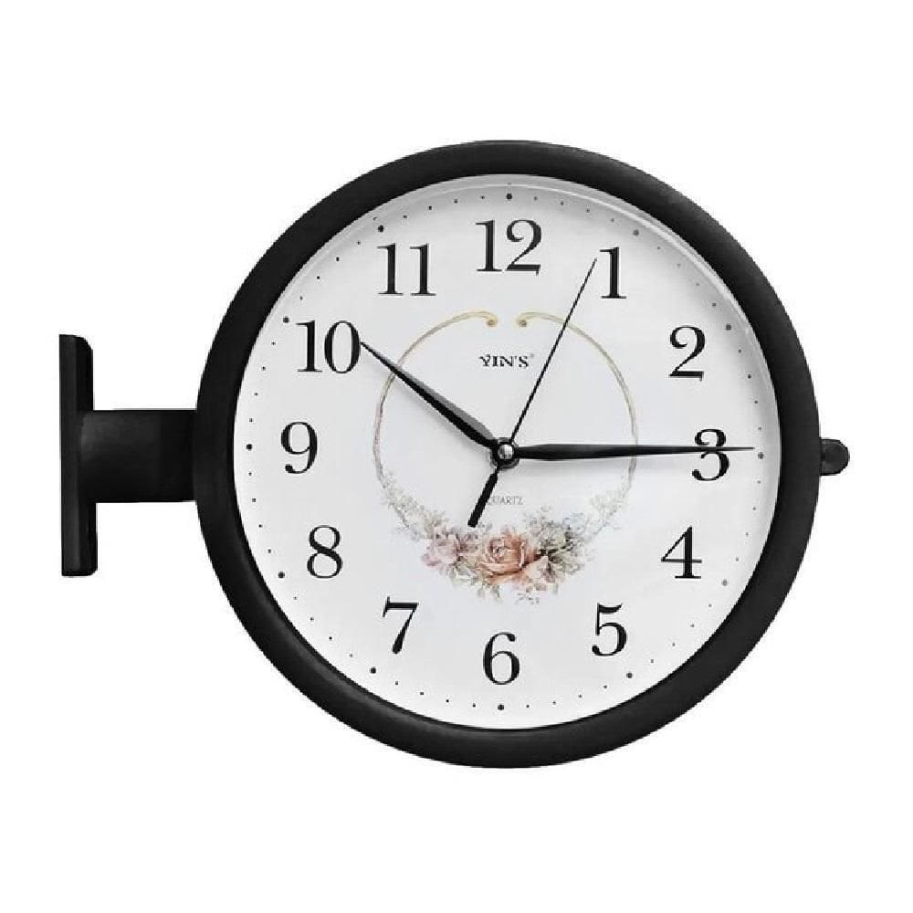 Relogio Parede Dupla Face Vintage Estaçao Trem Decorativo Retro Preto Luxo