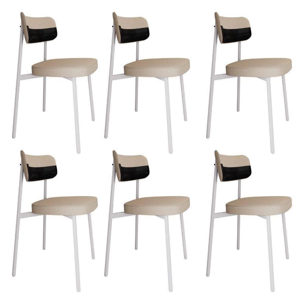 Cadeira Alloa Fixa Com 4 Pés 50 X 44,7 X 83,8 Cm Com 6 Un. Corriente Areia- Courino Preto