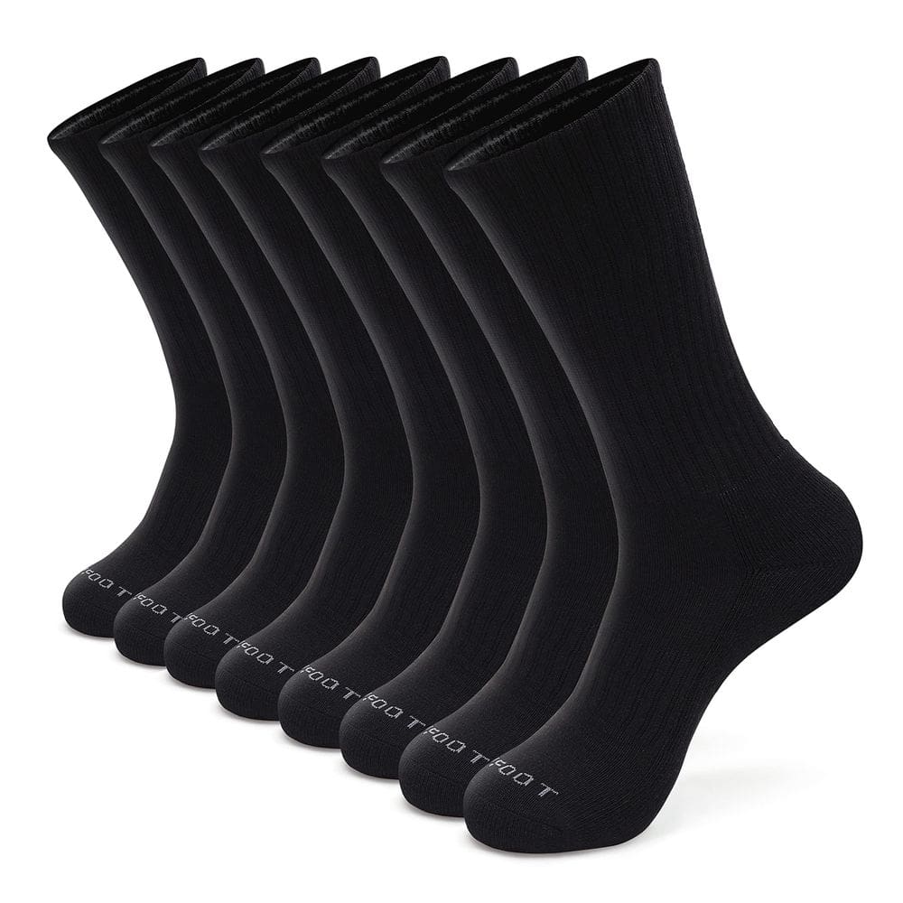 Meias MONFOOT Athletic Cushion Crew, pretas, pequenas, 8 pares