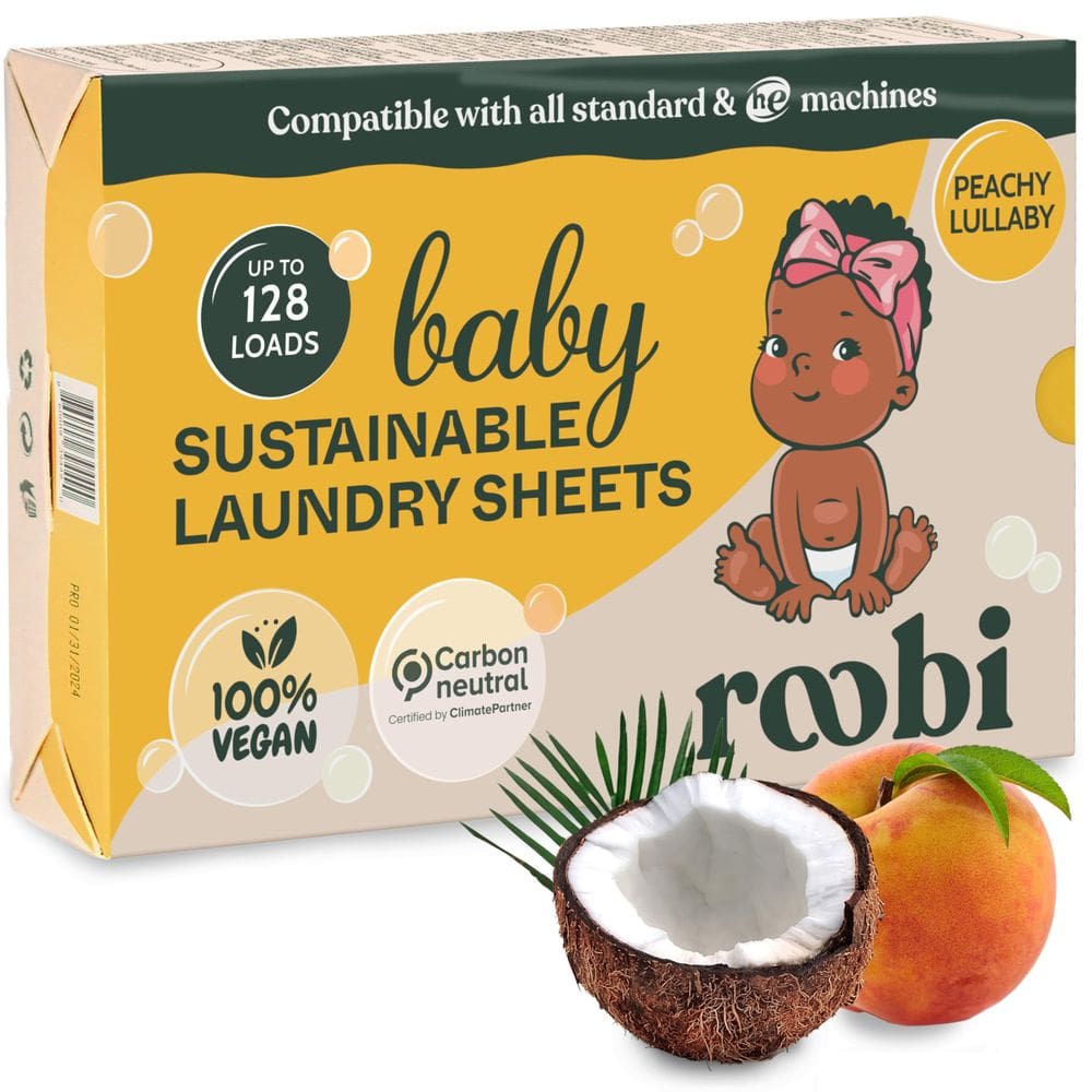 Lençóis de detergente para roupa Roobi Baby Sensitive Skin 128 cargas
