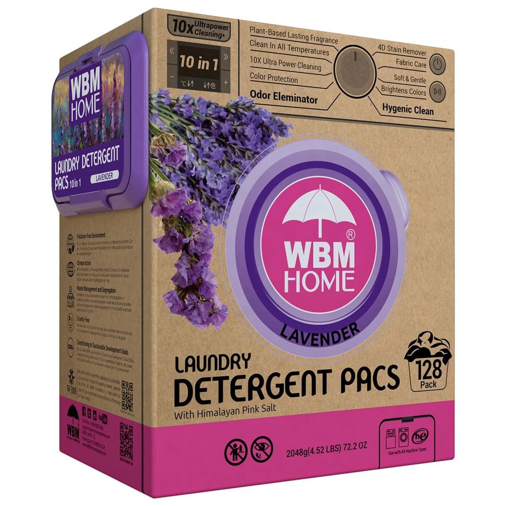 Cápsulas de detergente para roupa WBM 10 em 1 com extratos de lavanda 128 quilates