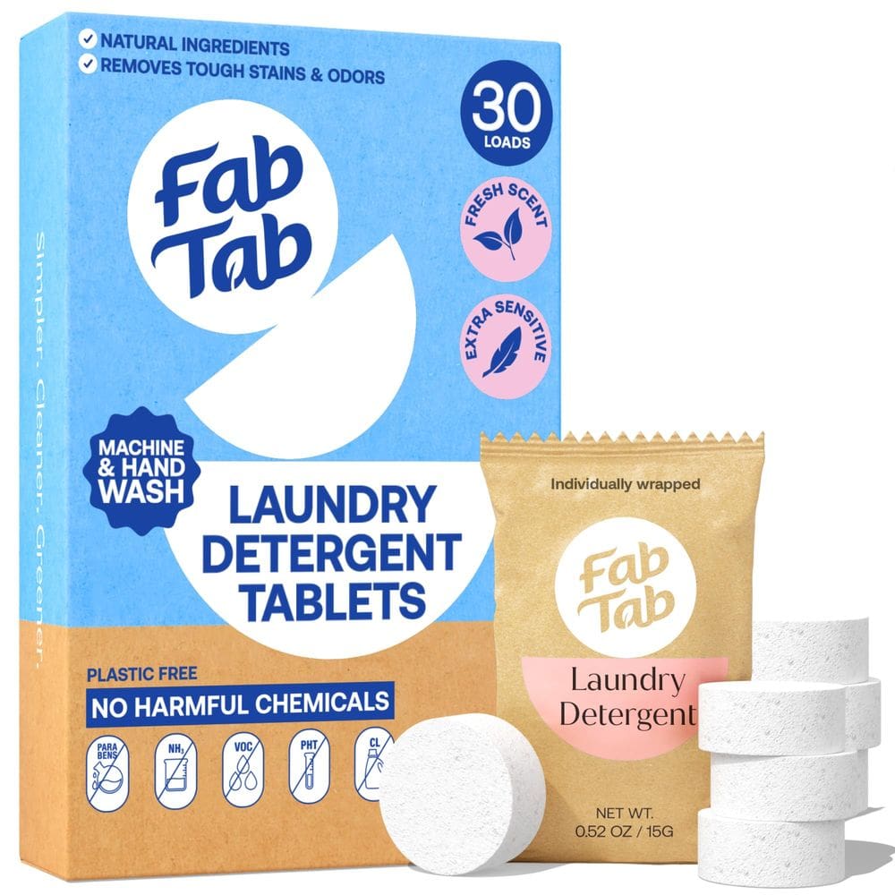 Abas de detergente para roupa FabTab Natural Plant Based 30 tabs