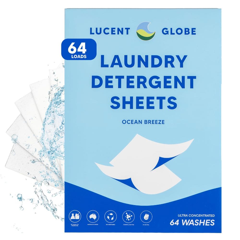 Lençóis de detergente para roupa Lucent Globe 64 Washes Ocean Breeze