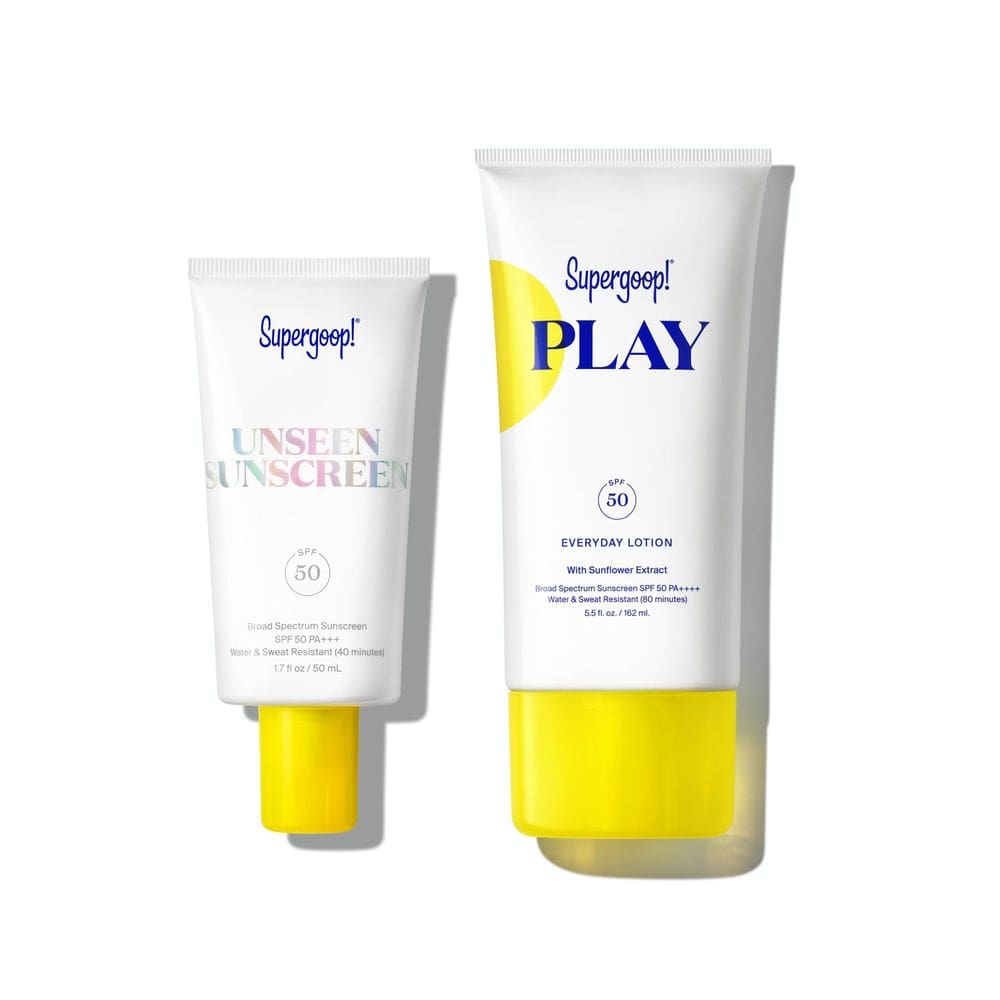 Pacote de proteção solar Supergoop! SPF 50 invisível 50mL + PLAY SPF 50 162mL