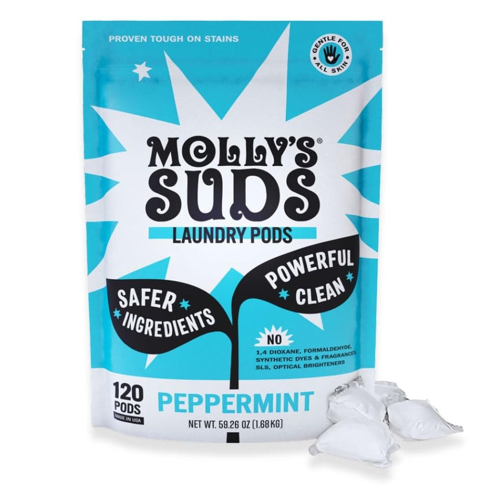 Cápsulas de detergente para roupa Molly`s Suds Peppermint 120 unidades