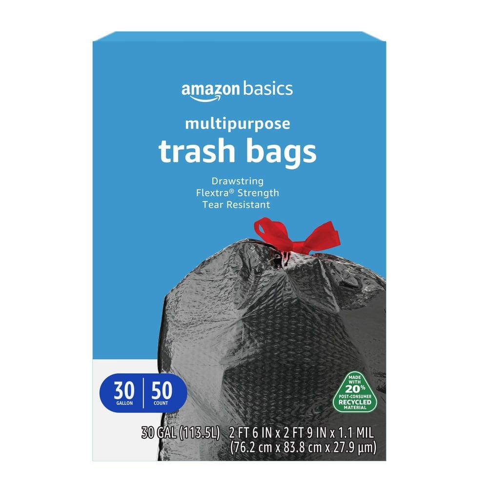 Sacos de lixo Amazon Basics Flextra 30 galões 50 unidades