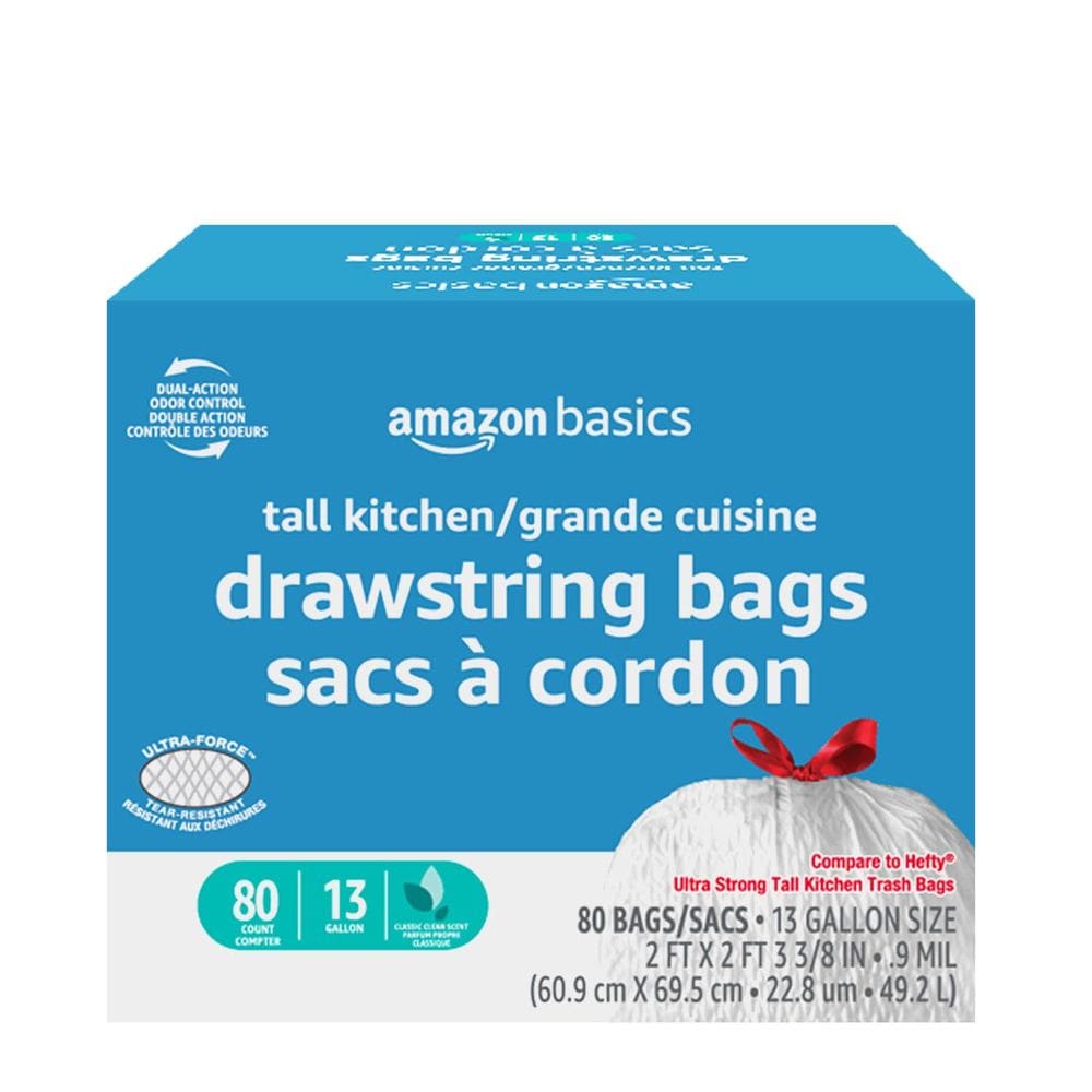 Sacos de lixo Amazon Basics Ultra-Force 13 galões 80 unidades